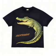 customized Women’s Black Qilin Embroidered T-Shirt – Chinese Mythical Beast Short Sleeve Tee