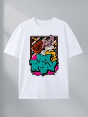 customized Women’s Not Today Graffiti Rabbit Graphic T-Shirt – Black Streetwear Cartoon Tee