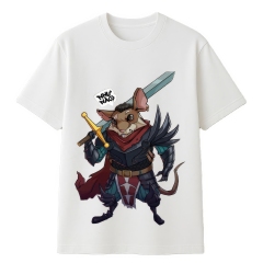 customized Women’s Mouse Knight Warrior Graphic T-Shirt – Fantasy Cartoon Sword Hero Tee