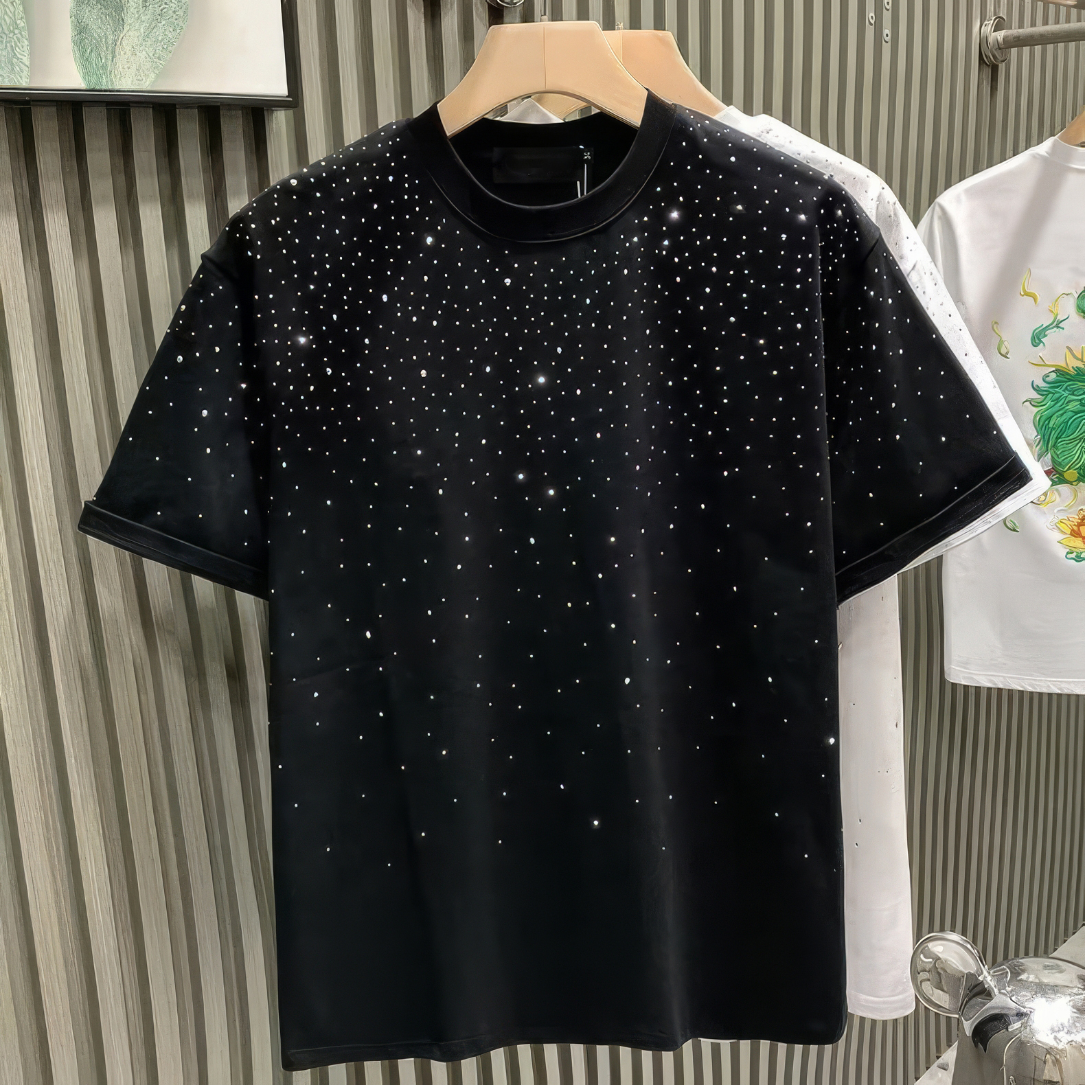 customized Women’s Men’s Black Starry Sky Print Short Sleeve T-Shirt