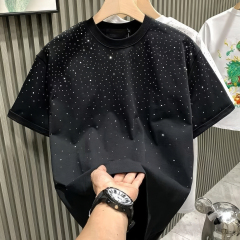 customized Women’s Men’s Black Starry Sky Print Short Sleeve T-Shirt