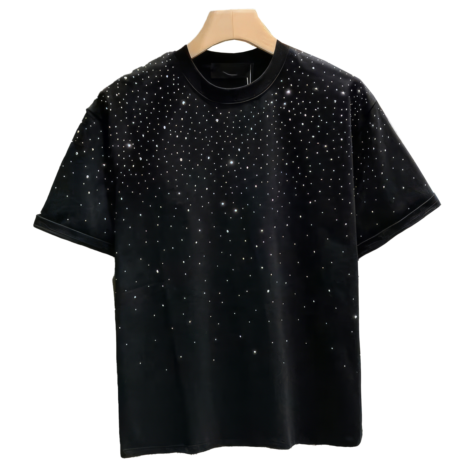 customized Women’s Men’s Black Starry Sky Print Short Sleeve T-Shirt