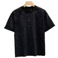 customized Women’s Men’s Black Starry Sky Print Short Sleeve T-Shirt