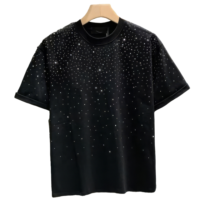 customized Women’s Men’s Black Starry Sky Print Short Sleeve T-Shirt