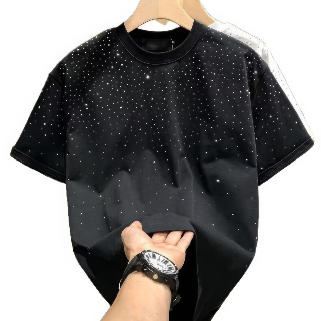 customized Women’s Men’s Black Starry Sky Print Short Sleeve T-Shirt