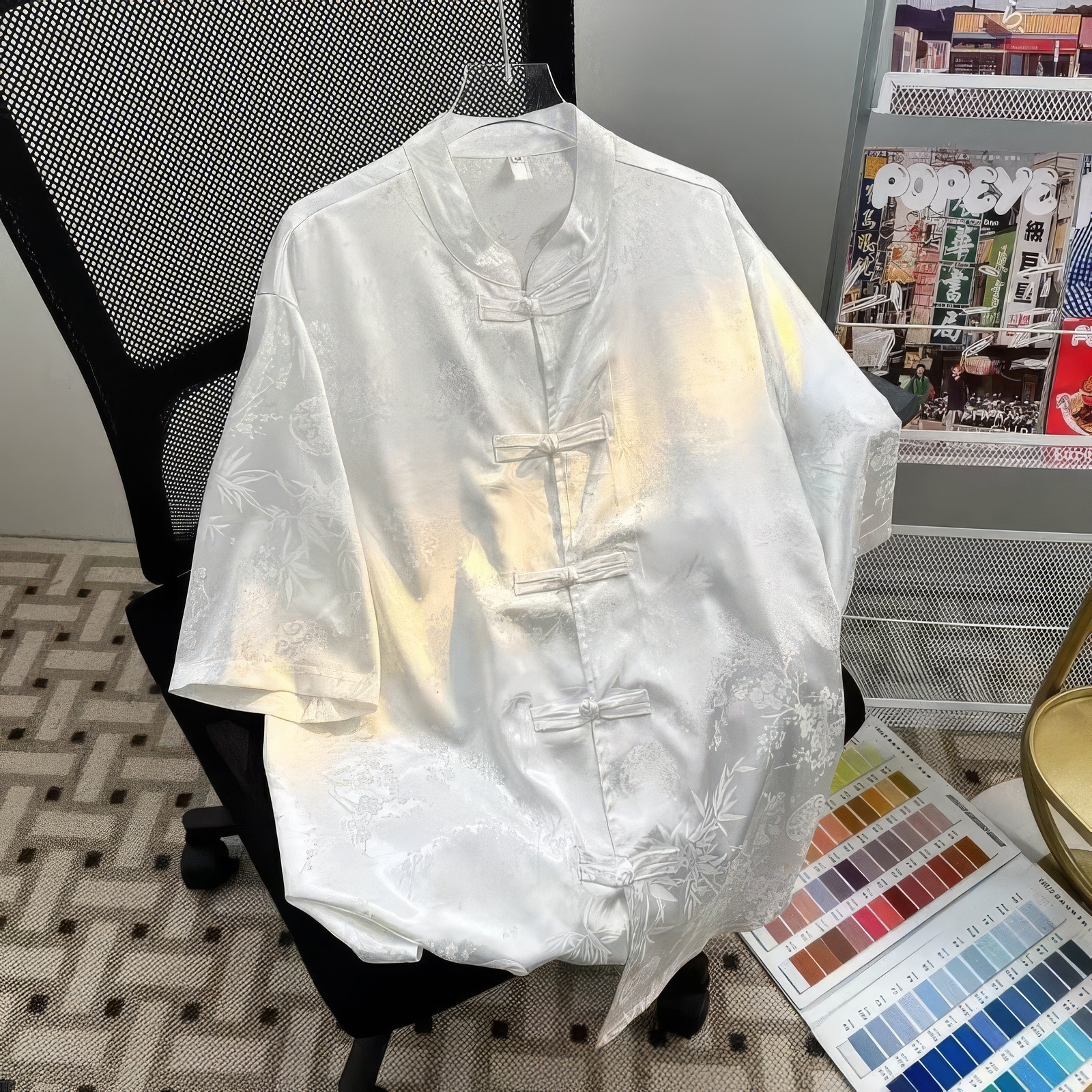 customized Women’s Men’s Black Jacquard Tang Suit Jacket (Chinese Frog Button Stand Collar Coat)