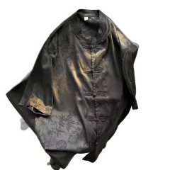 customized Women’s Men’s Black Jacquard Tang Suit Jacket (Chinese Frog Button Stand Collar Coat)