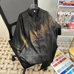customized Women’s Men’s Black Jacquard Tang Suit Jacket (Chinese Frog Button Stand Collar Coat)