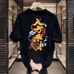 customized Women’s Men’s Black “Brave” Dragon Graphic T-Shirt (Japanese/Asian Streetwear Back Print Tee)