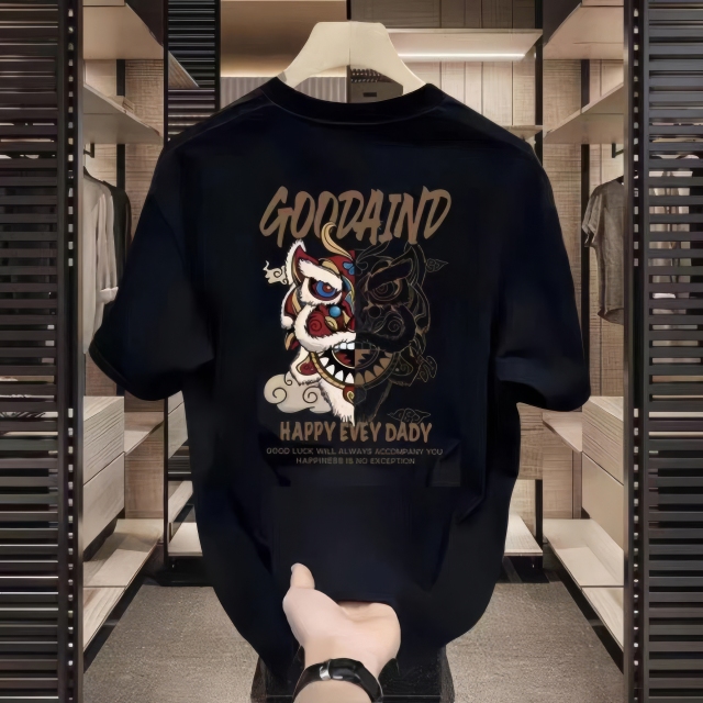 customized Women’s Men’s Black “Brave” Dragon Graphic T-Shirt (Japanese/Asian Streetwear Back Print Tee)