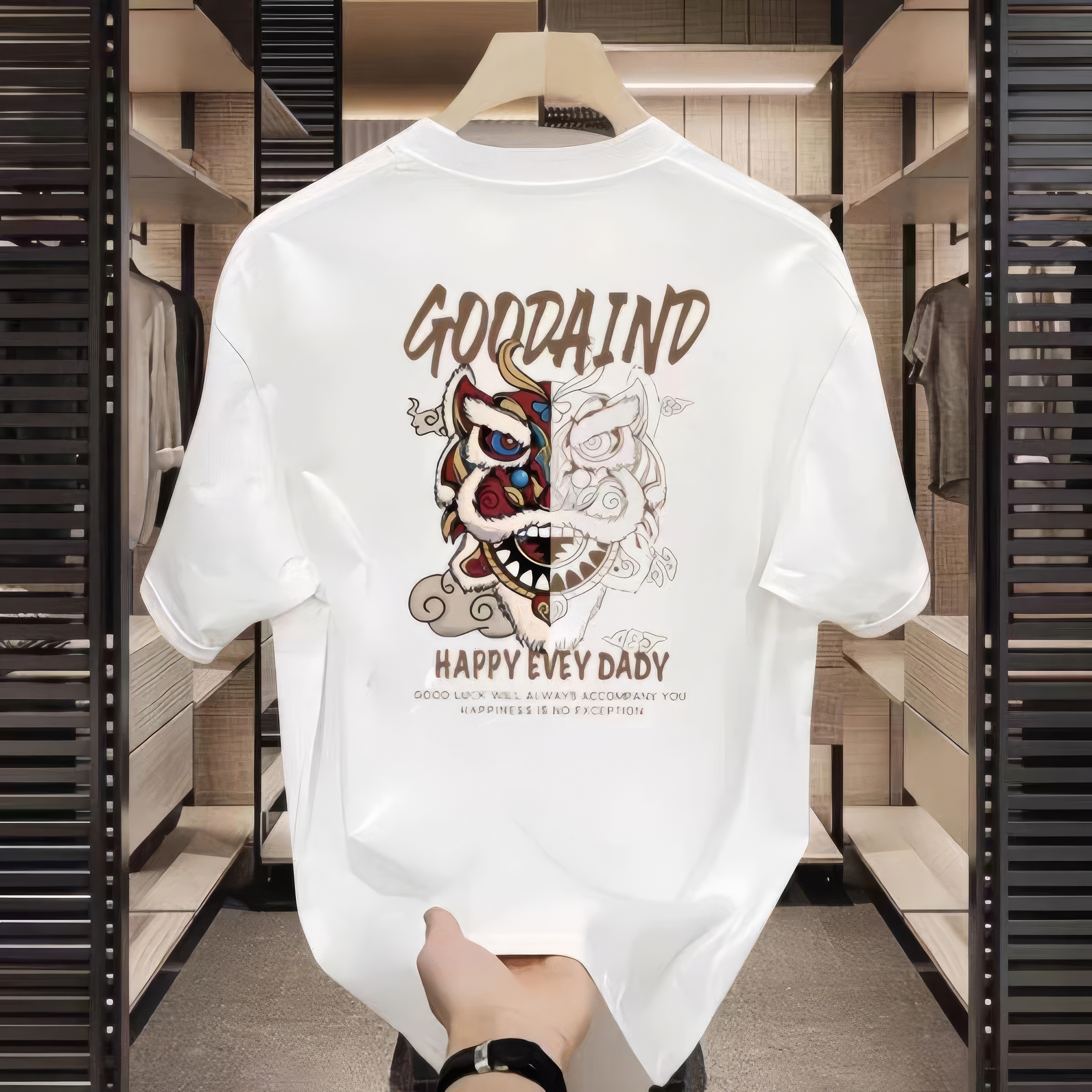 customized Women’s Men’s Black “Brave” Dragon Graphic T-Shirt (Japanese/Asian Streetwear Back Print Tee)