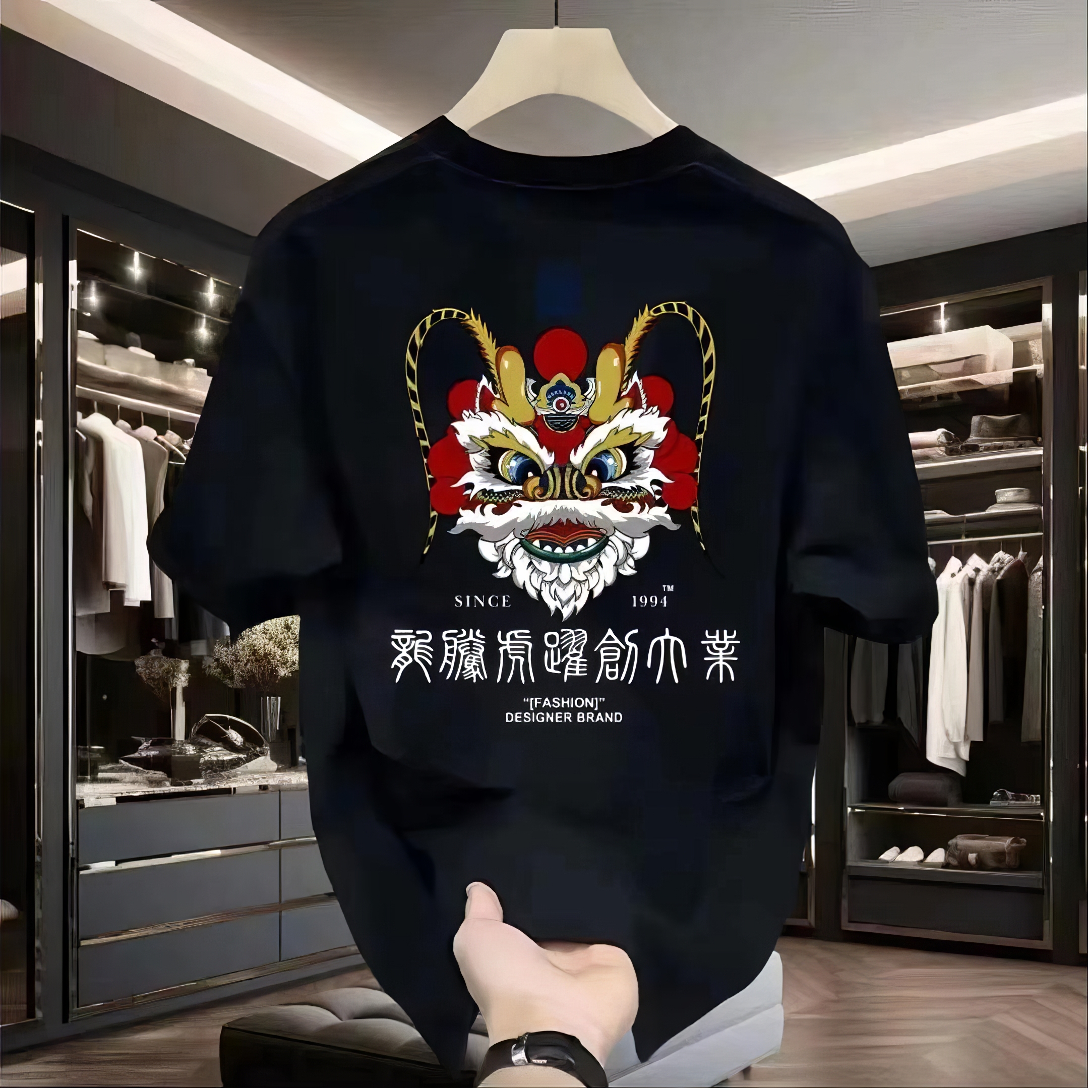 customized Women’s Men’s Black “Brave” Dragon Graphic T-Shirt (Japanese/Asian Streetwear Back Print Tee)