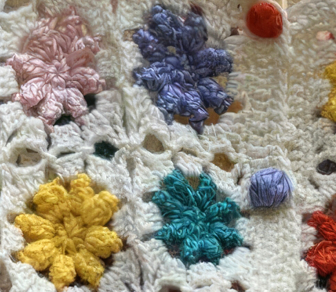 customized Men’s Women’s Multicolor Floral Crochet Knit Sweater – Handmade Open-Knit Boho Pullover