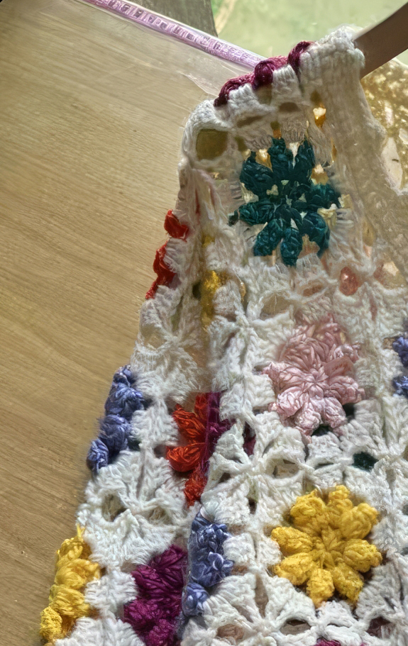 customized Men’s Women’s Multicolor Floral Crochet Knit Sweater – Handmade Open-Knit Boho Pullover