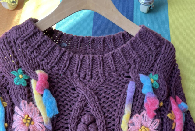 customized Men’s Women’s Multicolor Floral Crochet Knit Sweater – Handmade Open-Knit Boho Pullover