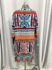 OEM ODM  Women’s Bohemian Geometric Knit Fringe Long Cardigan
