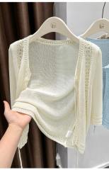 OEM ODM  Women’s Sheer Mesh Tie-Front Cropped Cardigan