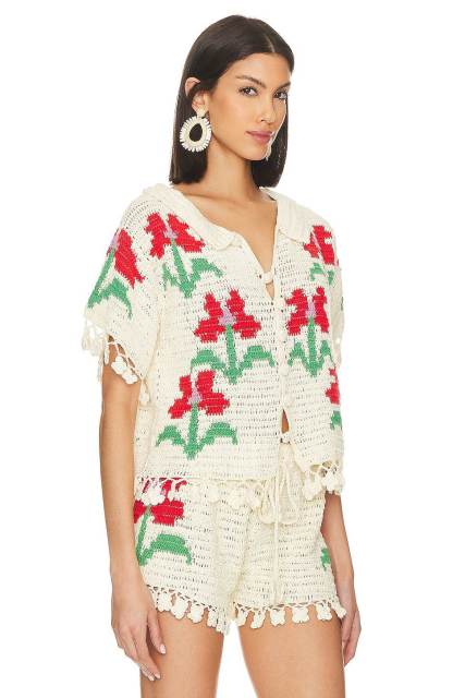 Factory Direct Women’s Crochet Floral Knit Two-Piece Set | Bohemian Top & Shorts Outfit