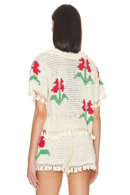 Factory Direct Women’s Crochet Floral Knit Two-Piece Set | Bohemian Top & Shorts Outfit