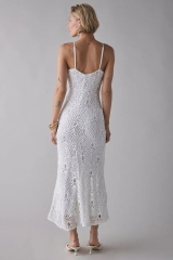 Wholesale Women’s Lace Crochet Spaghetti Strap Midi Dress | Elegant Summer Knit Dress