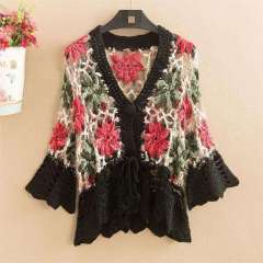 customized Women’s Vintage 3D Floral Crochet Mohair Knit Sweater