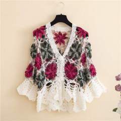 customized Women’s Vintage 3D Floral Crochet Mohair Knit Sweater