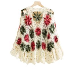 customized Women’s Vintage 3D Floral Crochet Mohair Knit Sweater