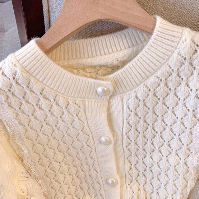 customized Women’s Classic Pearl Button Cable Knit Cardigan Sweater