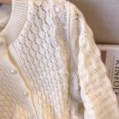 customized Women’s Classic Pearl Button Cable Knit Cardigan Sweater