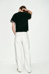 ODM OEM Women’s Black Short Sleeve Textured Knit Sweater Top