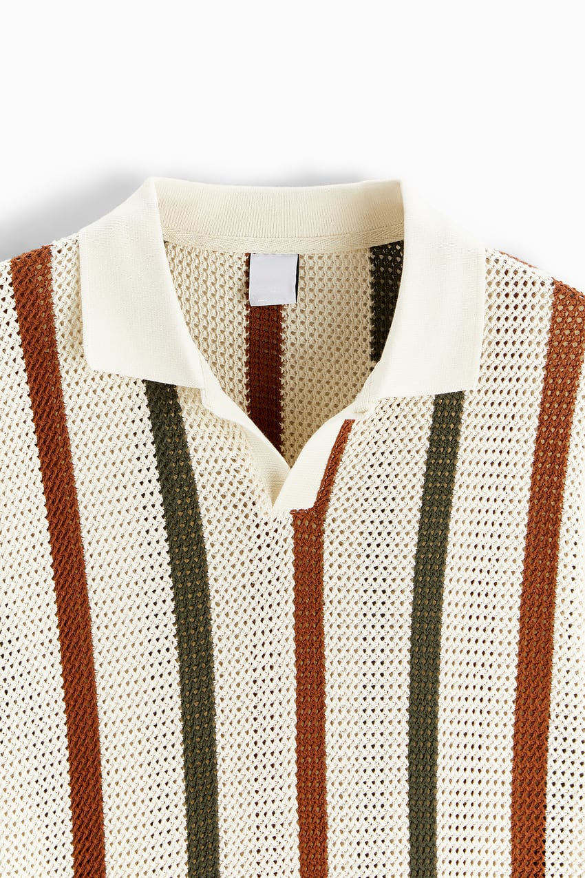Factory Direct Men’s Vintage Striped Knit Polo Shirt