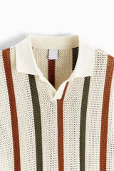 Factory Direct Men’s Vintage Striped Knit Polo Shirt