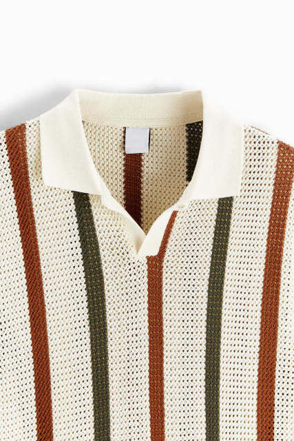 Factory Direct Men’s Vintage Striped Knit Polo Shirt