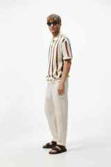 Factory Direct Men’s Vintage Striped Knit Polo Shirt