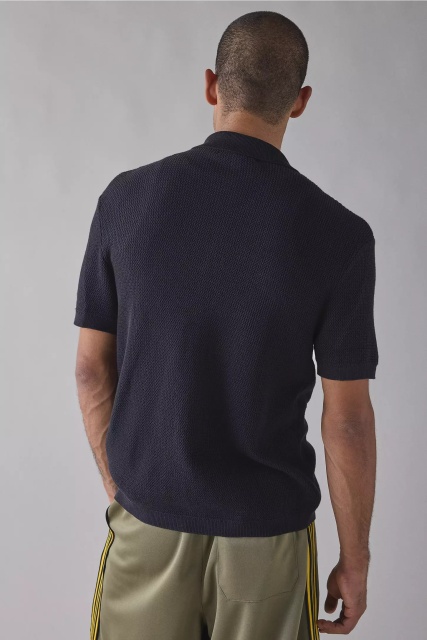 customized Men’s Textured Knit Button-Up Polo Shirt