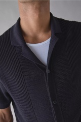 customized Men’s Textured Knit Button-Up Polo Shirt