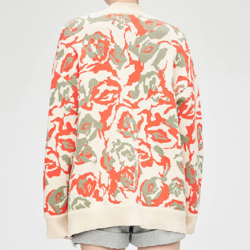 Made-to-order Women's Vintage Floral Knit Cardigan Sweater