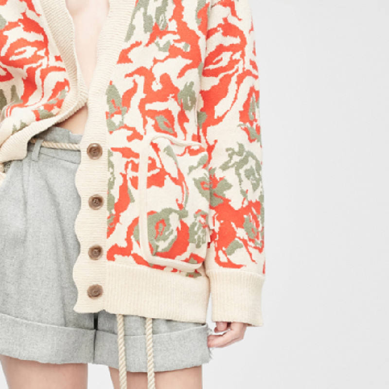Made-to-order Women's Vintage Floral Knit Cardigan Sweater