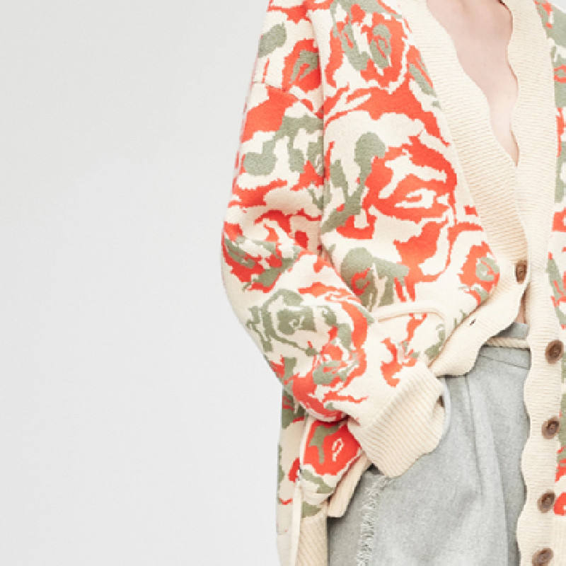 Made-to-order Women's Vintage Floral Knit Cardigan Sweater