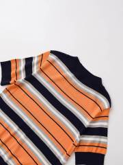 ODM OEM Women's Blue Striped Knit Short Sleeve Sweater