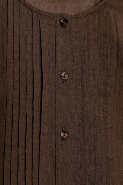 Made-to-order Women's Brown Sheer Pleated Ruffle Blouse