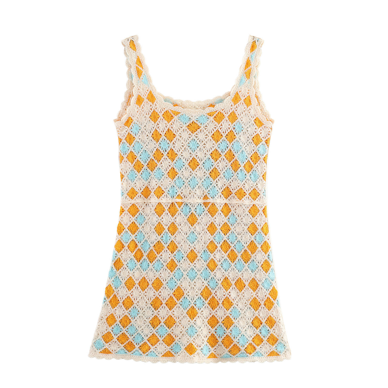 Wholesale Women's Handmade Crochet Colorblock Knit Tank Top