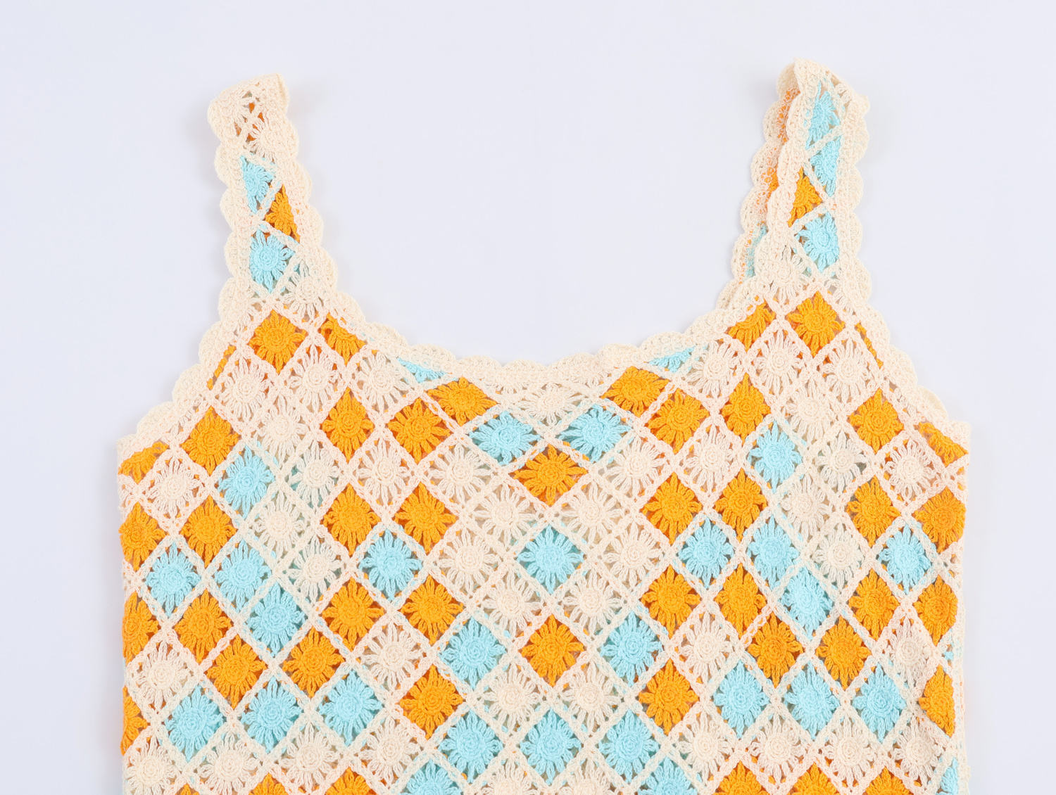 Wholesale Women's Handmade Crochet Colorblock Knit Tank Top