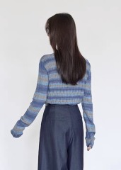customized Women’s Gradient Striped Knit Sweater – Soft Lightweight Long Sleeve Pullover