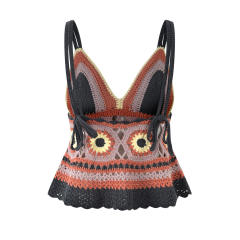 Factory Direct Bohemian Crochet Knit Bralette Top – Multicolor Handmade Floral Pattern Camisole