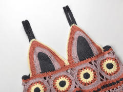 Factory Direct Bohemian Crochet Knit Bralette Top – Multicolor Handmade Floral Pattern Camisole
