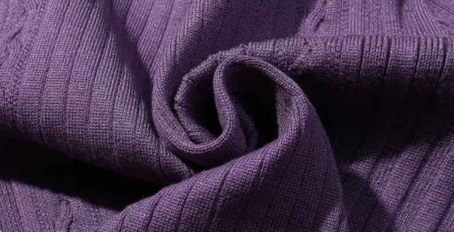 customized Slim Fit Ribbed Knit Cardigan in Purple – Lightweight Soft Stretch Button-Up Sweater for Women