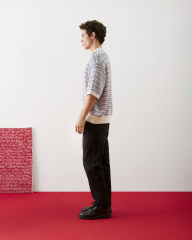 Personalized  Men’s Lightweight Striped Knit Button-Up Cardigan Shirt – Short Sleeve Summer Knitwear