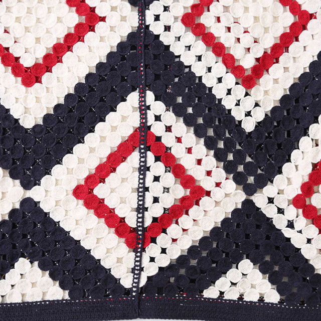 Wholesale Men’s Geometric Crochet Knit Button-Up Shirt – Short Sleeve Vintage Style Open Knit Top