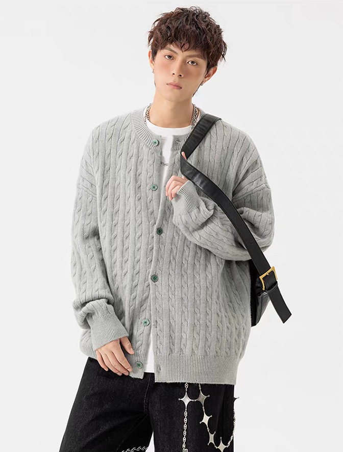 customized Men’s Cable Knit Button-Up Cardigan Sweater – Lightweight Casual Layer